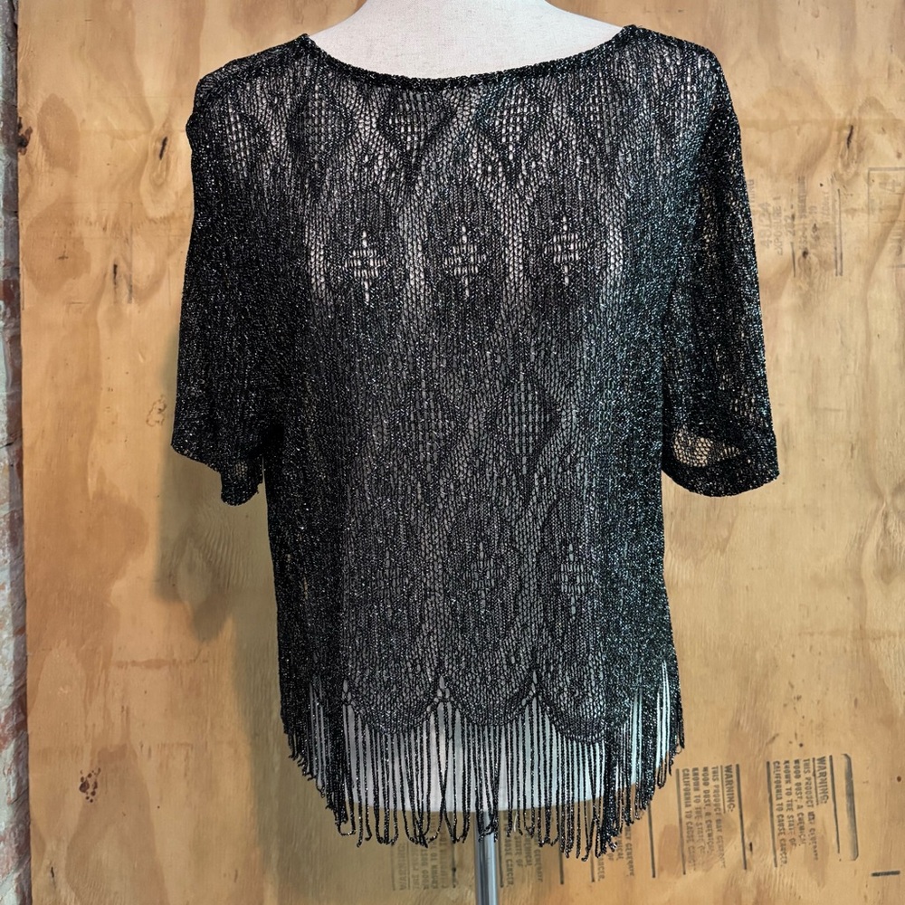 Vintage 80s Metallic Net Fringe Top